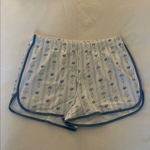 Lake Pajama Shorts in Serene Blue Watercolor Stems